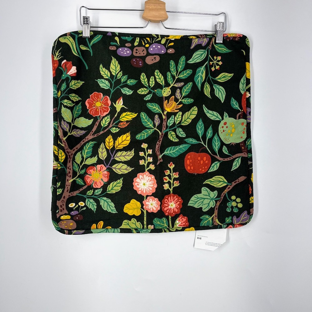 IKEA VILDPERSILJA‎ Cushion Cover Black Multicolor Botanical Floral Print 20x20